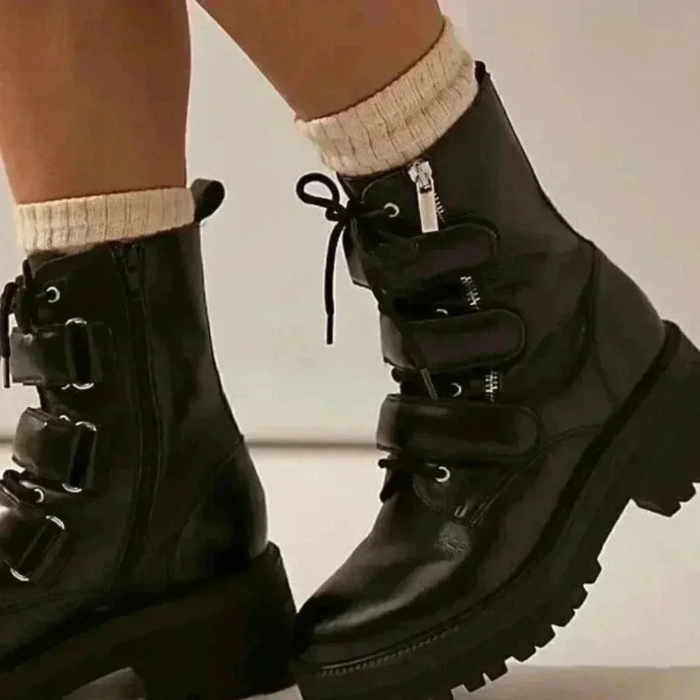 Free People Emmet Strap Lace Up Boots